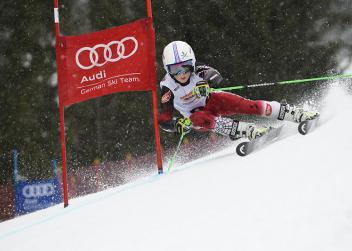 In Aktion beim DSV Schülercup-Finale Riesenlalom U14 am 08. März 2019.